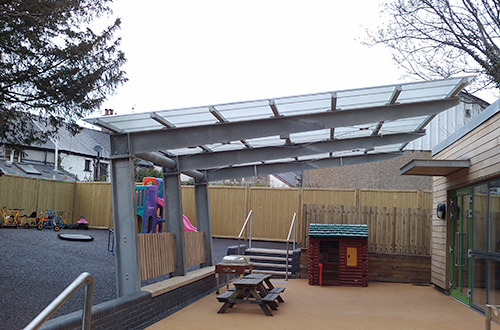 Examples of glazing and guttering roofing